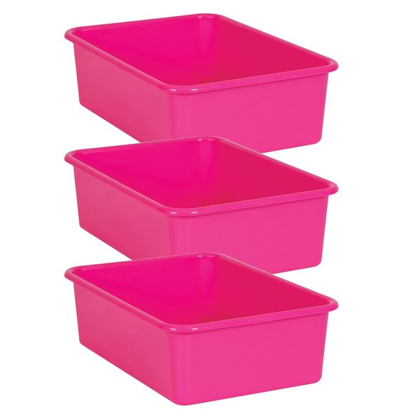 Teacher Created Resources Storage Bin, Plastic, Pink, 3 PK 20408